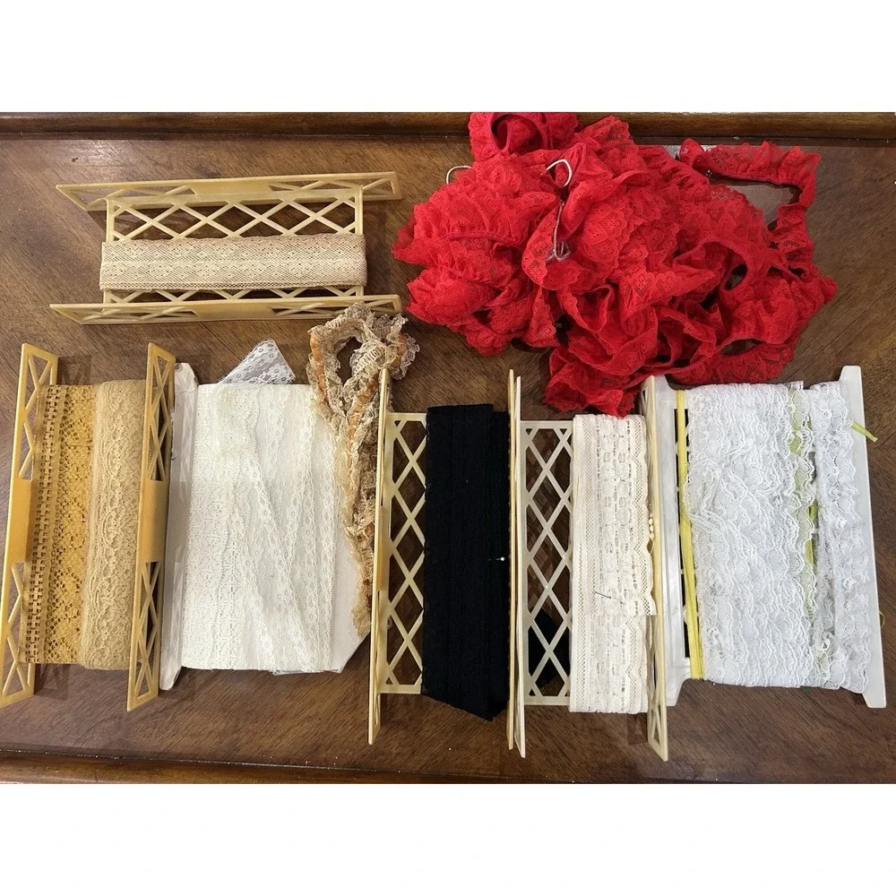 Estate Find Vintage Antique Lace And Trim Lot Ivory White‎ Black Red BEAUTIFUL